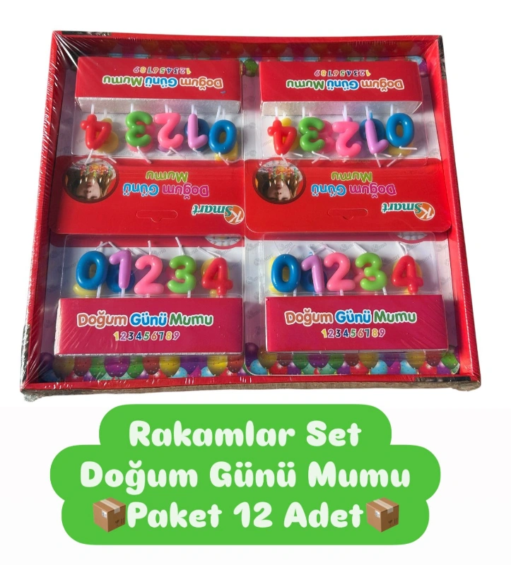 5535 / RAKAMLAR SETİ  PASTA MUMU   / 12Lİ PAKET